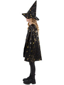 Wizard Kit Unisex Cape Hat for Kids Moon and Stars Gold Pattern 2