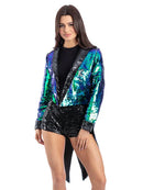 Unisex Sequin Tailcoat Jacket Blue and Green