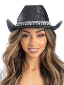 Black Bling Rhinestone Cowboy Hat with Cord and Toggle