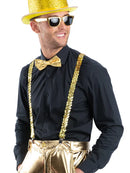 Metallic Gold Sequin Party Set Braces Bow Tie Specs