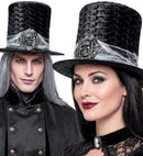 Black Velvet Skull Top Hat 24 Cm