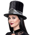 Black Velvet Skull Top Hat 24 Cm