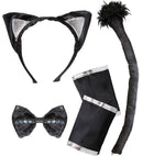 Cat Set  Ears, Bow Tie, Tail, Cuffs 