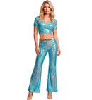 Blue Holographic Fabric Top