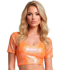 Orange Holographic Fabric Top
