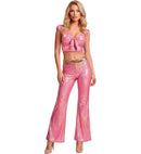 Pink Holographic Fabric Ribbon Top