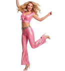 Pink Holographic Fabric Ribbon Top