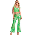 Green Holographic Fabric Ribbon Top
