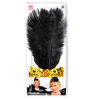 Headband The Roaring 20S Sequin With 2 Feathers & Gem Gold