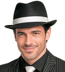 Black Gangster Hats With White Band Felt