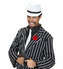 White Gangster Hats With Black Band Felt