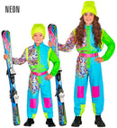 Neon Azure-Green Ski Suit  Overalls, Belt 
