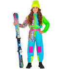 Neon Azure-Green Ski Suit  Overalls, Belt 