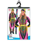 “Neon Multicolor Animalier Zebra Ski Suit  Overalls, Belt 