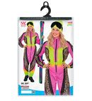 “Neon Pink-Yellow Animalier Leopard Ski Suit  Overalls, Belt 