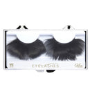 Black Feather Eyelashes In Box With Glass Bottle Glue