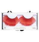 Red Feather Eyelashes In Box With Glass Bottle Glue