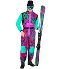 “Multicolor Animalier Leopard Ski Suit  Overalls, Belt 