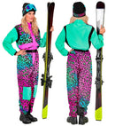 “Multicolor Animalier Leopard Ski Suit  Overalls, Belt 