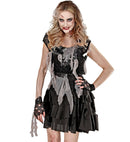 Zombie Punk  Tattered Dress Withgauze, Mesh Shirt & Fingerless Mesh Gloves 