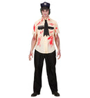 Zombie Police Officer  Blood Stained Shirt, Pants, Tattered Tie, Hat 
