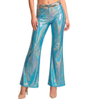 Blue Holographic Fabric Pants