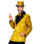 Gold Sequin Jacket With Satin Collar
