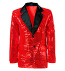 Red Sequin Jacket With Satin Collar