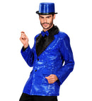 Blue Sequin Jacket With Satin Collar