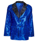 Blue Sequin Jacket With Satin Collar