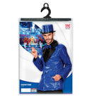 Blue Sequin Jacket With Satin Collar
