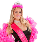 Girls Night Out Tiara With Pink Gems & Marabou