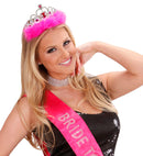 Girls Night Out Tiara With Pink Gems & Marabou