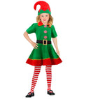 Santa'S Little Helper Elf  Dress With Belt, Hat, Stockings 