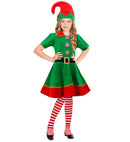 Santa'S Little Helper Elf  Dress With Belt, Hat, Stockings 