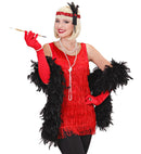 Red Sequin Headband With Feather & Pearls