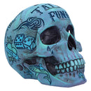 Aqua Blue Traditional Tribal Tattoo Fund Skull Money Box 2