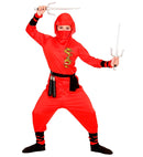 Red Dragon Ninja  Hooded Coat, Pants, Belt, Face Mask, Arm & Leg Ties 