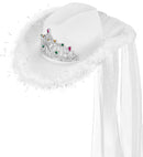 Hat Bachelorette Party Bride With Tiara, Marabou & Veil