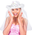 Hat Bachelorette Party Bride With Tiara, Marabou & Veil