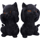 Three Wise Kitties See No Hear Speak Evil Familiar Black Cats Figurine 8.8cm 7