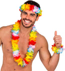 Deluxe Multicolor Hawaiian Set  Lei, Crown, Bracelet 