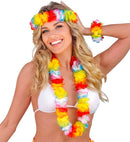 Deluxe Multicolor Hawaiian Set  Lei, Crown, Bracelet 