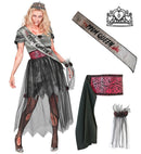 Zombie Prom Queen  Dress, Belt, Sash, Tiara, Wrist Corsage 