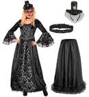 Dark Countess  Dress, Hoop Petticoat, Choker, Mini Hat With Veil 