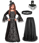 Dark Countess  Dress, Hoop Petticoat, Choker, Mini Hat With Veil 