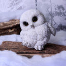 Feathers Cute Round Snowy Owl Figurine 12.5cm White Resin Statue 7