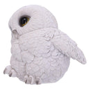 Feathers Cute Round Snowy Owl Figurine 12.5cm White Resin Statue 2