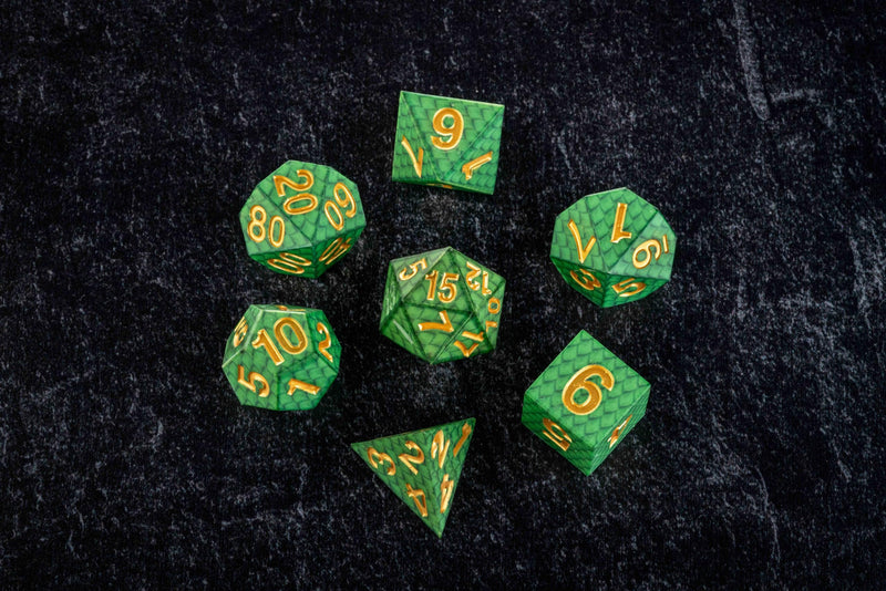 FanRoll by Metallic Dice Games Dragon StormTM Silicone Dice Set: Green Dragon Scales