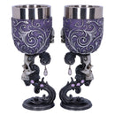 Deaths Desire Twin Skull Heart Set of Two Goblets 18.5cm 2 2